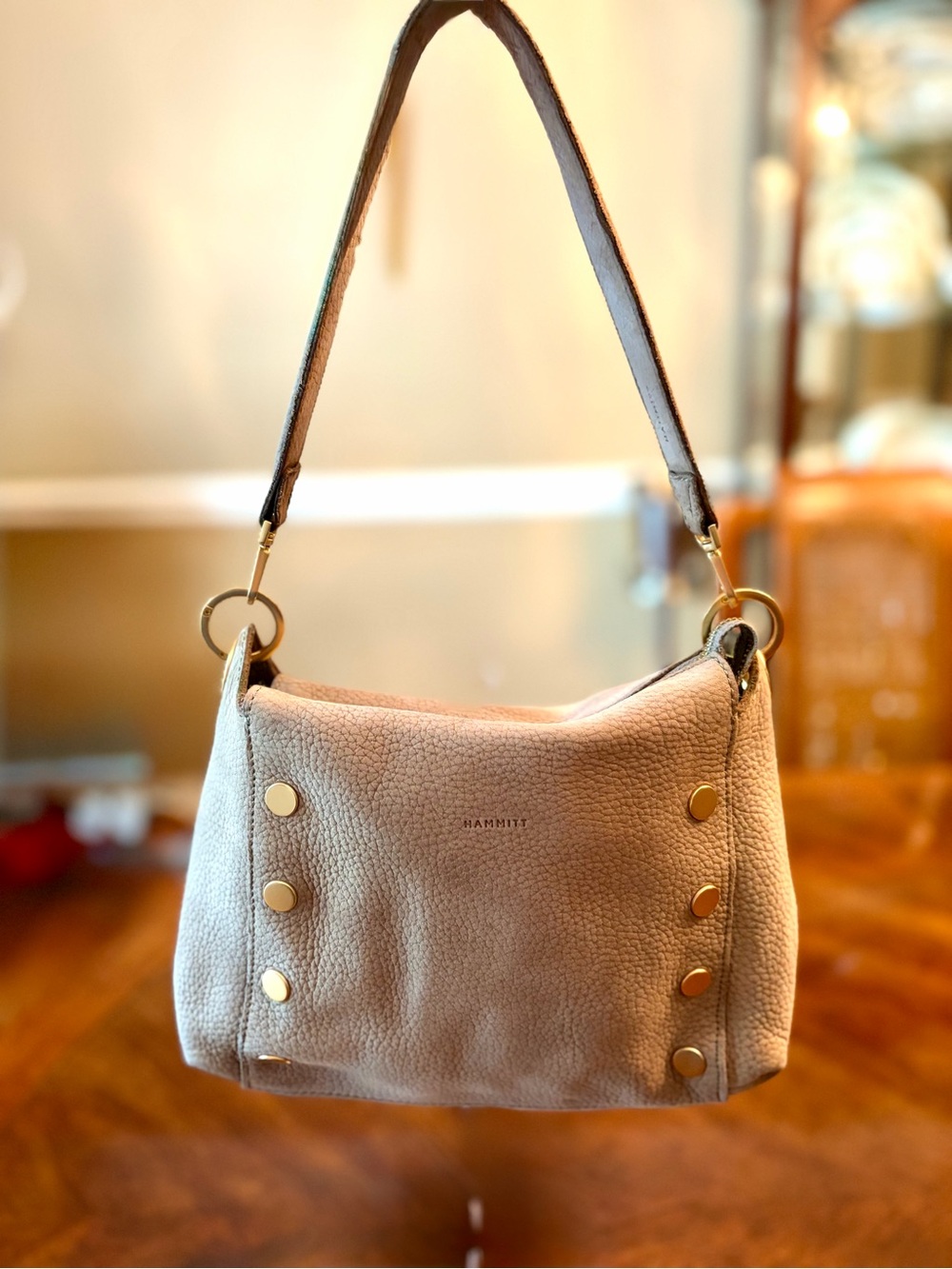 Hammitt Bryant in Taupe Grey Nubuck Leather with Gold Hardware